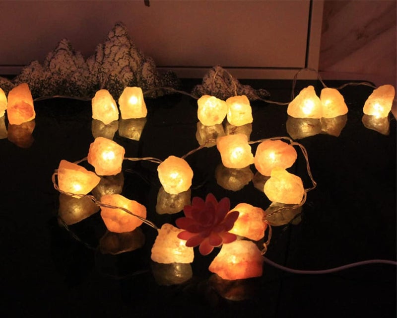 Fantasee Himalayan Salt String Light, Natural Hand Carved Salt Crystal Light Release Negative Ions for Bedroom, Living Room, Office, Home Deco, Yoga, Night Light, Gift (6.6ft 10led) - Image 1